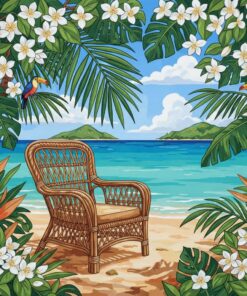 Tropical Jasmine Wicker Seat Paint By Numbers