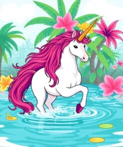 Wading Unicorn Paint Numbers