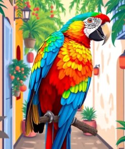 Tropical Macaw Vintage Alley Paint By Numbers