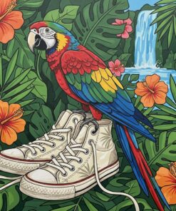 Tropical Macaw Vintage Sneakers Paint By Numbers