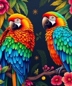 Tropical Macaws Brass Bazaar Paint By Numbers