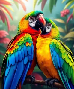 Tropical Macaws paint by numbers