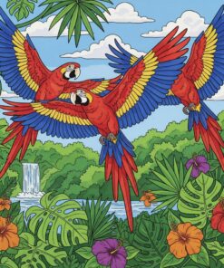 Tropical Macaws Taking Flight Paint By Numbers