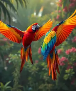 Tropical Macaws Taking Flight Paint By Numbers
