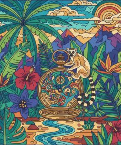 Tropical Madagascar Brass Timepiece Paint By Numbers