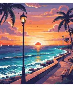 Tropical Malecon Dusk Paint By Numbers