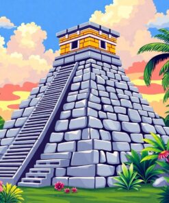 Tropical Mesoamerican Stone Pyramid Paint By Numbers