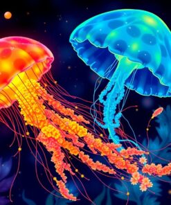 Tropical Midnight Jellyfish Glow Paint By Numbers