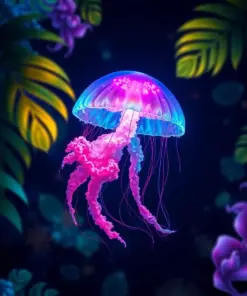 Tropical Midnight Jellyfish Glow paint by numbers