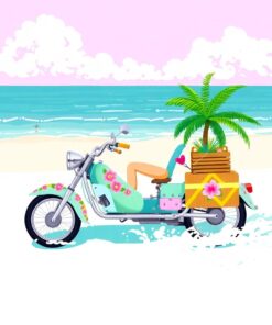 Tropical Mint Beach Ride Paint By Numbers
