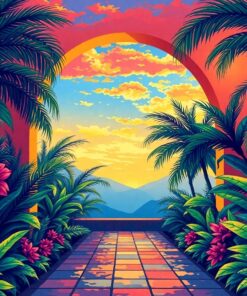 Tropical Morning Archway Glow Paint By Numbers