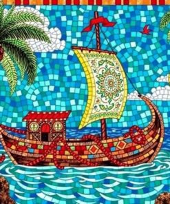 Tropical Mosaic Galleon Paint By Numbers