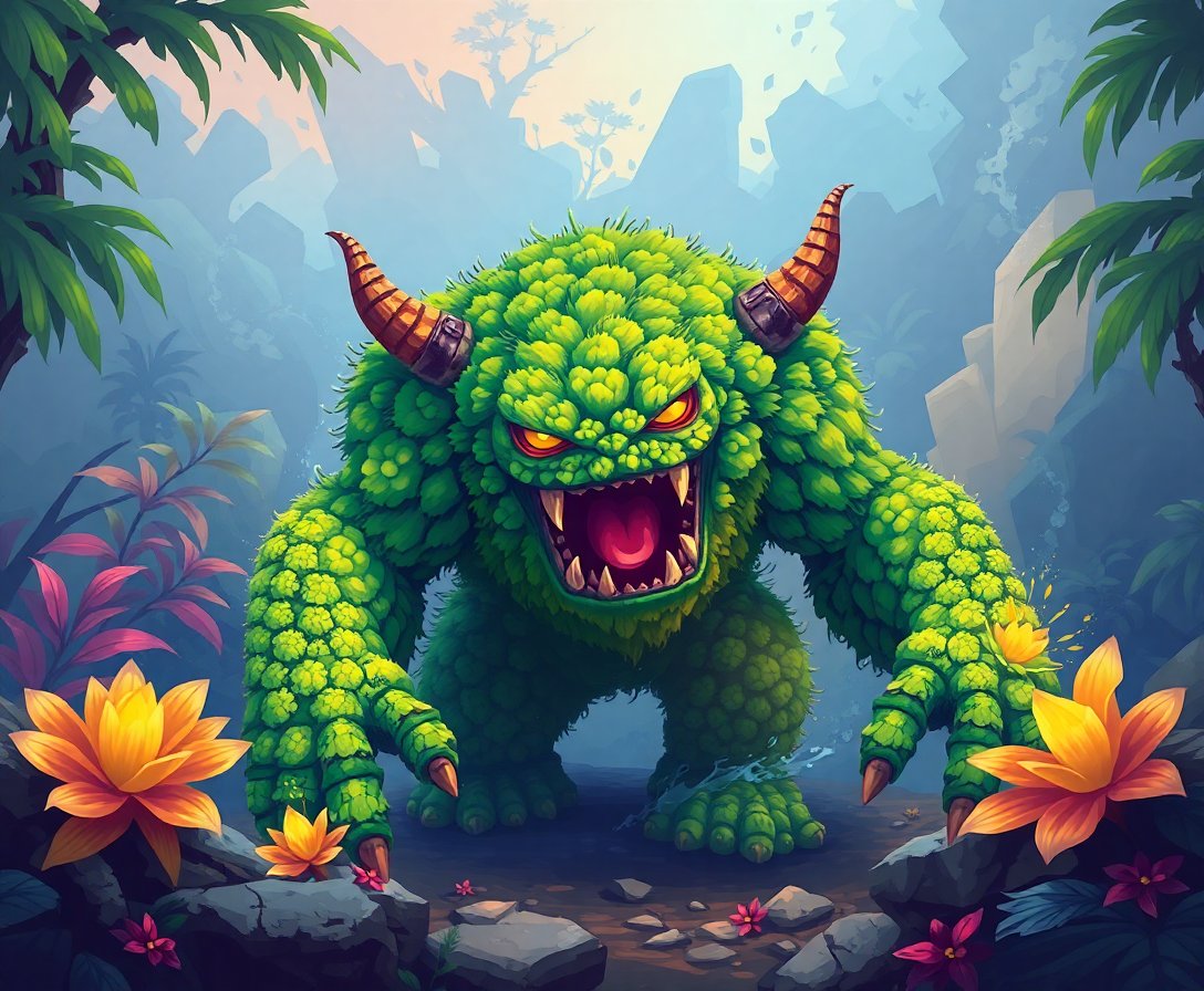 tropical-moss-golem-awakens-paint-by-numbers-kit-mythical