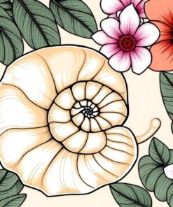 Tropical Nautilus Sepia Sketch Paint By Numbers