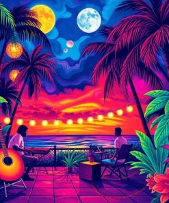 Tropical Neon Music Nights Paint By Numbers