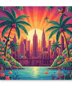 Tropical New York Glow Paint By Numbers