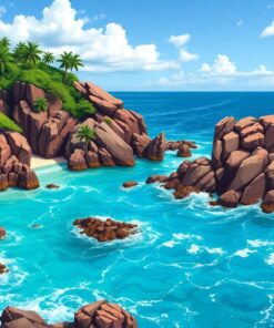 Tropical Ocean Rocky Edge Paint By Numbers