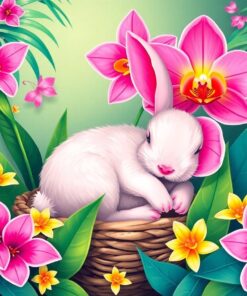 Tropical Orchid Bunny Nap Paint By Numbers