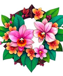 Tropical Orchid Tiki Wreath Paint By Numbers