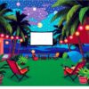 Tropical Outdoor Movie Night Paint By Numbers
