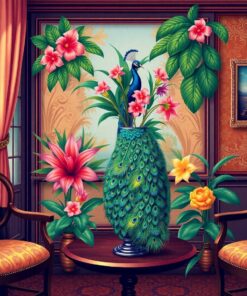 Peacock Vase Paint Numbers