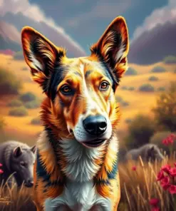 Tropical Pasture Cattle Dog Paint By Numbers