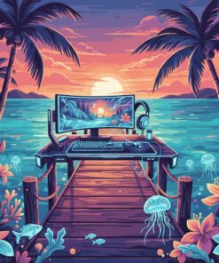 Tropical Pier Gaming Glow Paint By Numbers