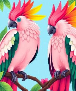 Tropical Pink Cockatoos Paint By Numbers