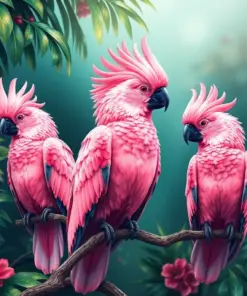 Tropical Pink Cockatoos Paint By Numbers