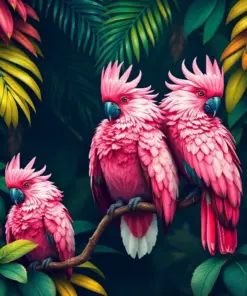 Tropical Pink Cockatoos Paint By Numbers