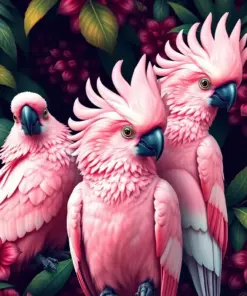 Tropical Pink Cockatoos Paint By Numbers