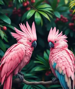 Tropical Pink Cockatoos Paint By Numbers