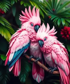 Tropical Pink Cockatoos Paint By Numbers