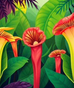 Tropical Pitcher Plant Oasis Paint By Numbers