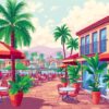 Tropical Plaza Cafe View Paint By Numbers