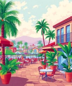 Tropical Plaza Cafe View Paint By Numbers