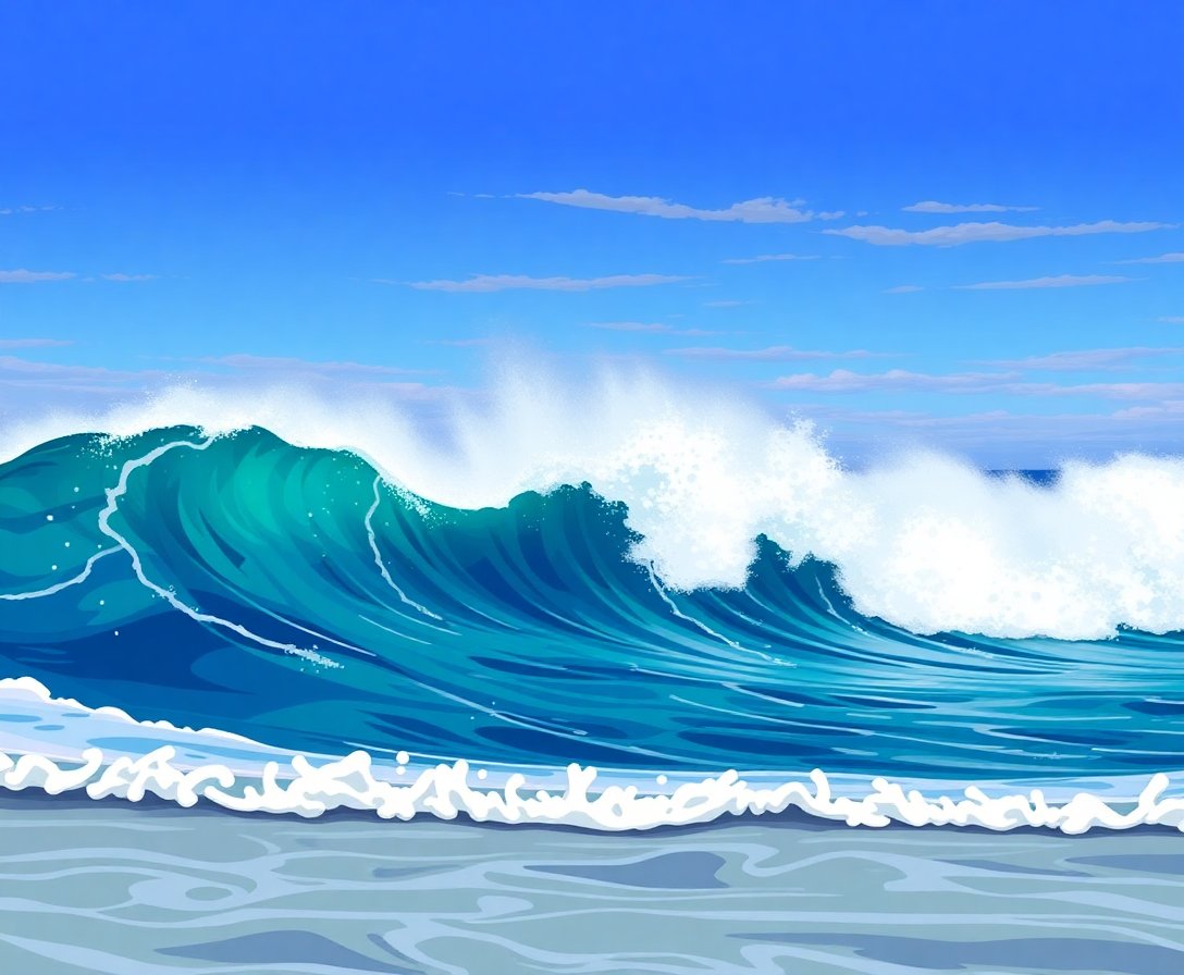 Tropical Point Break Swell Paint By Numbers Kit - Ocean Waves completed