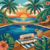 Tropical Poolside Cassette Paint By Numbers