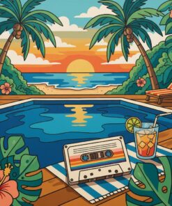 Tropical Poolside Cassette Paint By Numbers