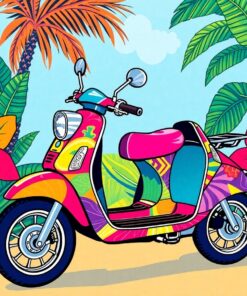 Tropical Pop Art Scooter Paint By Numbers