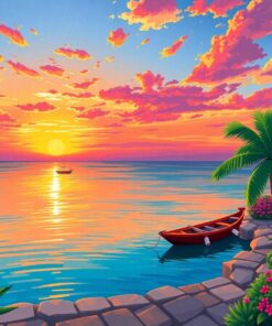 Tropical Portuguese Sunset Realism Paint By Numbers