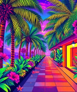 Tropical Promenade Pixel Glow Paint By Numbers
