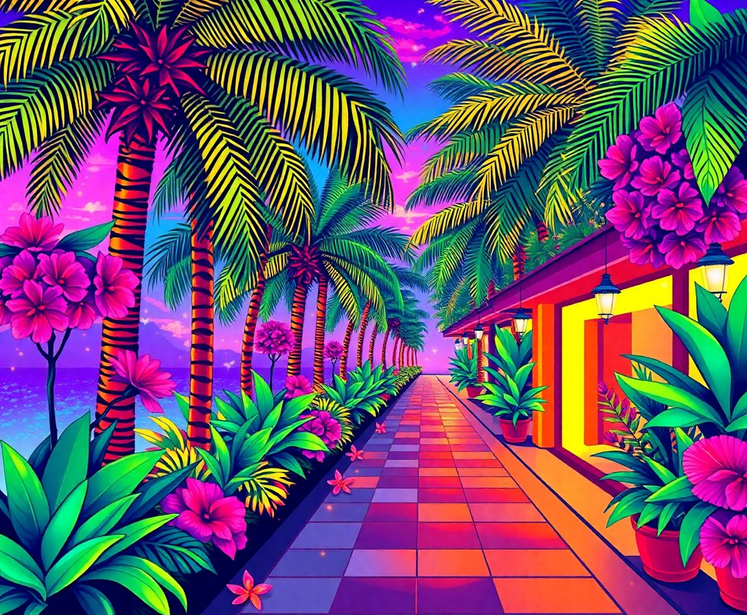 tropical-promenade-pixel-glow-paint-by-numbers-kit