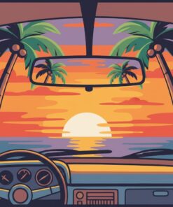 Tropical Rearview Sunset Paint By Numbers