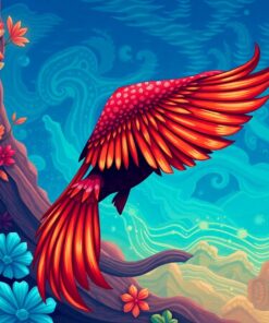 Tropical Red Ocean Cloak Paint By Numbers