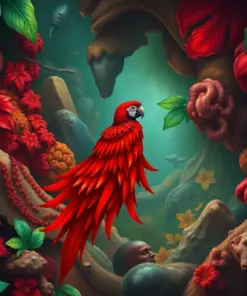 Tropical Red Ocean Cloak paint by numbers
