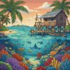 Tropical Reef Diving Shack Paint By Numbers