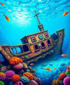 Tropical Reef Galleon Wreck Paint By Numbers