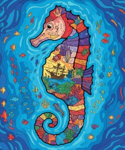 Tropical Reef Seahorse Map Paint By Numbers