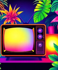 Tropical Retro Television Glow Paint By Numbers